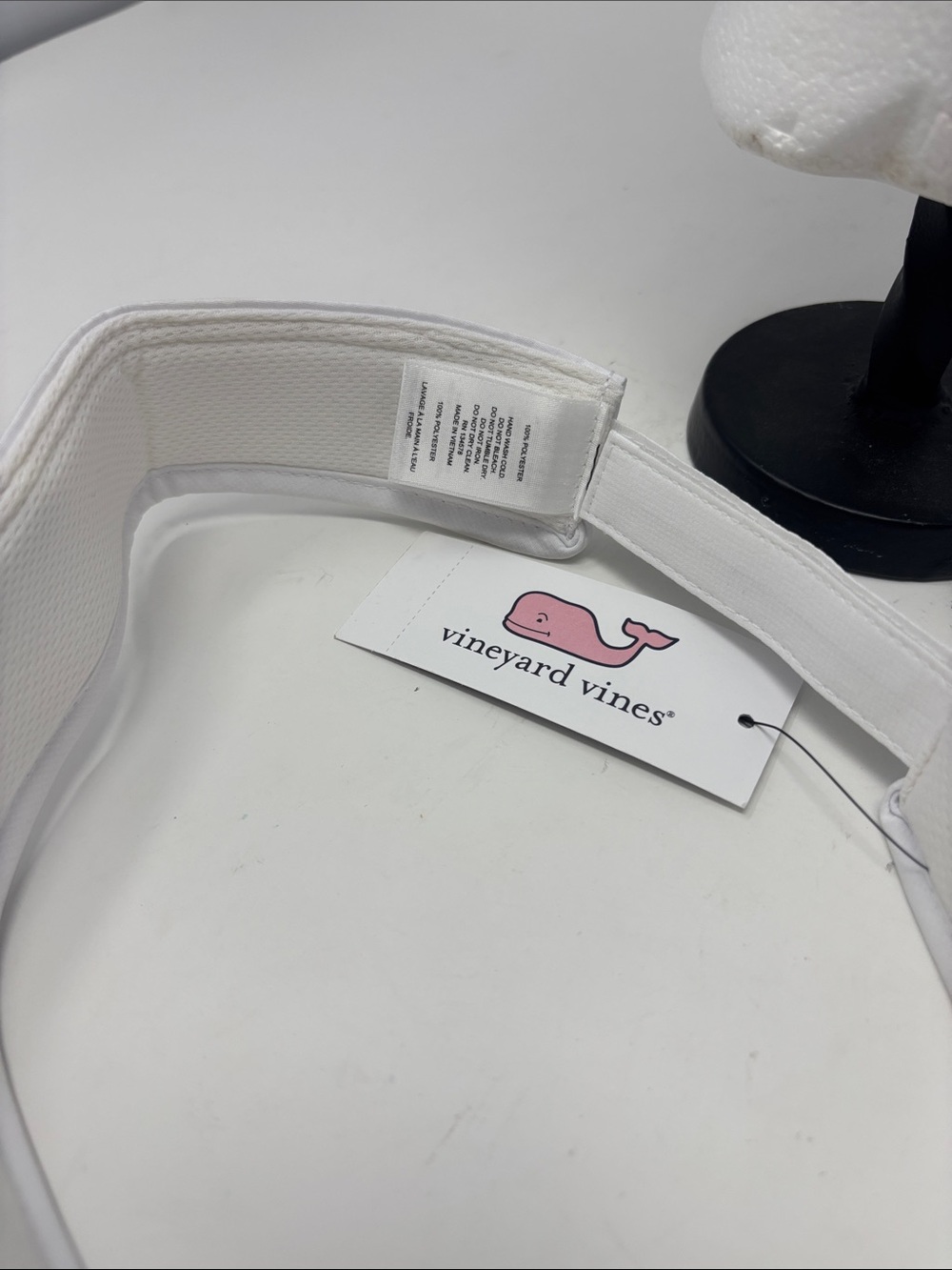Vineyard Vines White Visor with Red & Navy Whale Logo - Picture 5 of 7